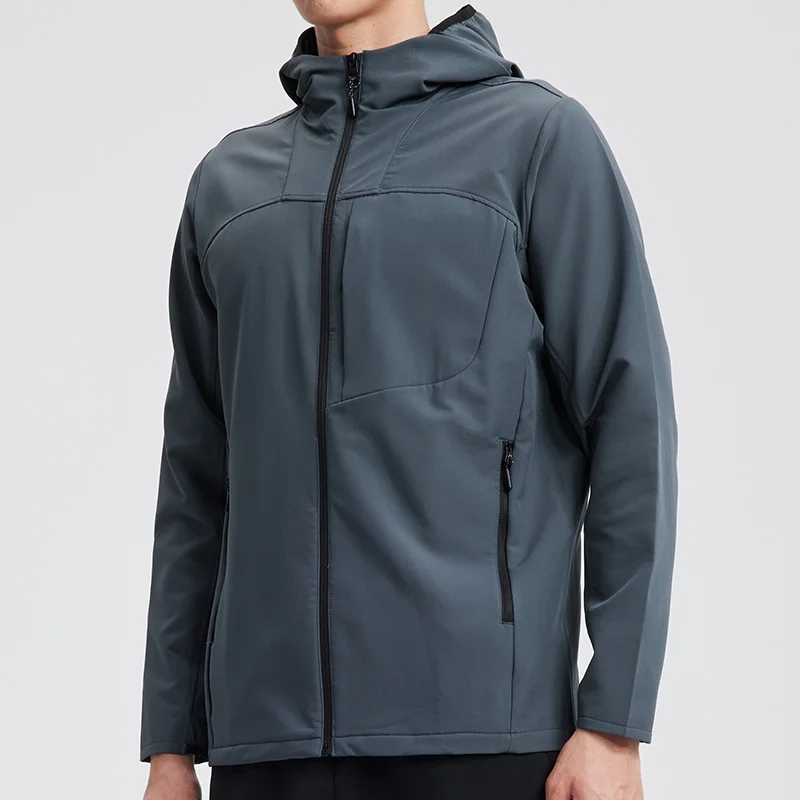 Y-KK Full Zipper Workout Jacket Thin Fleece Waterproof Fabric Blank Hoodies Jacket