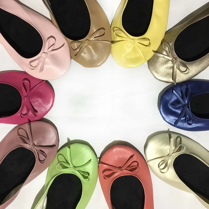 women colorful ballet flat foldable shoes two piece thick of outsole shoes