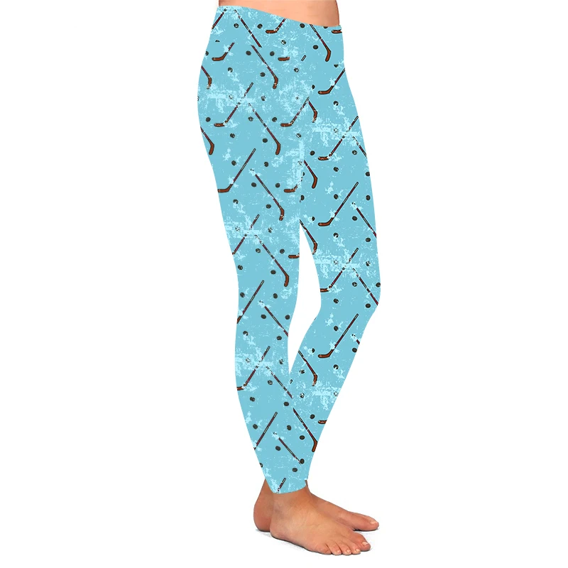 Yiwu legging factory Hot sale New mix leggings wholesale buttery soft blue background hockey leggings
