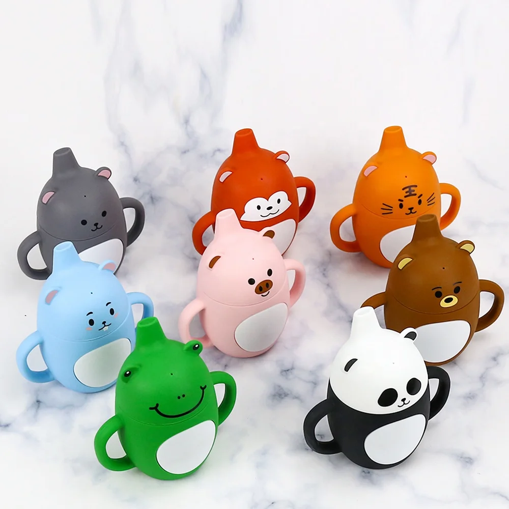 Food Grade Silicone Animal Shaped baby cup water Non Spill Kids Toddler Children Drinking Water Training Sippy Cup
