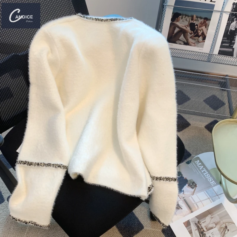 Candice 2023 spring and autumn round collar crochet korean modest mohair sweater