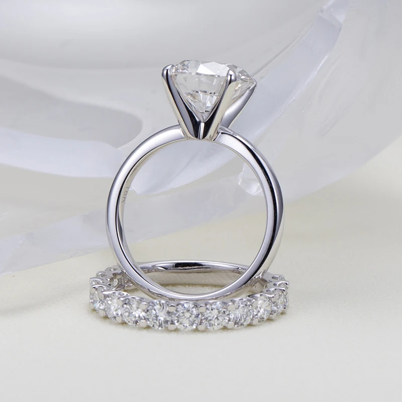 couple rings trendy wedding jewelry 2.43CT lab grown diamond real 18k white gold couple ring for women