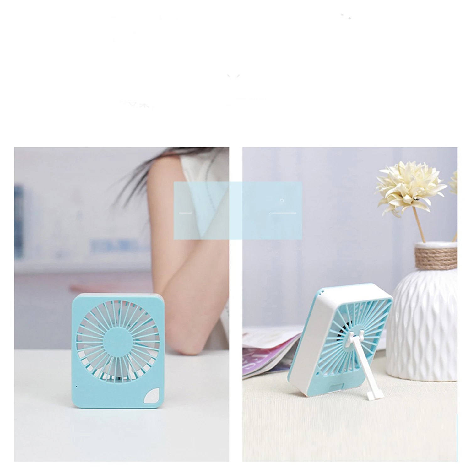 New Design Square Electric Fan High Wind Mute Macaron USB Rechargeable Mini Desktop fan