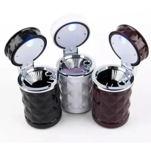 ABS fireproof Portable Car Travel Cigarette Cylinder LED Ashtray Holder Cup SW200478