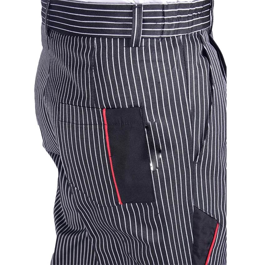 Мужские свободные шеф-повара брюки общепита Повседневная полосатая Кухня Шеф повара брюки для шеф-повара плавки Макси M-4XL