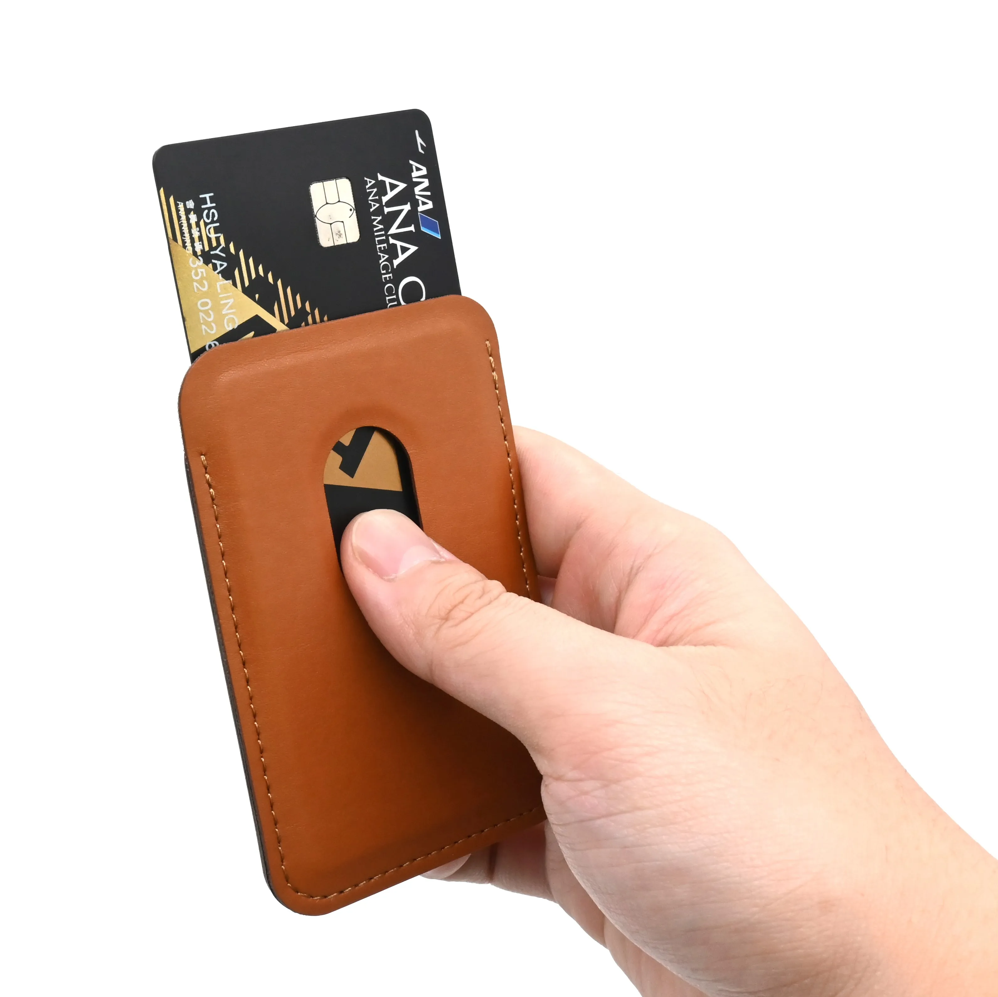 Strong Magnet Two Card Slots Custom Color Logo Foldable PU Leather Magnetic mobile phone wallet case card holder