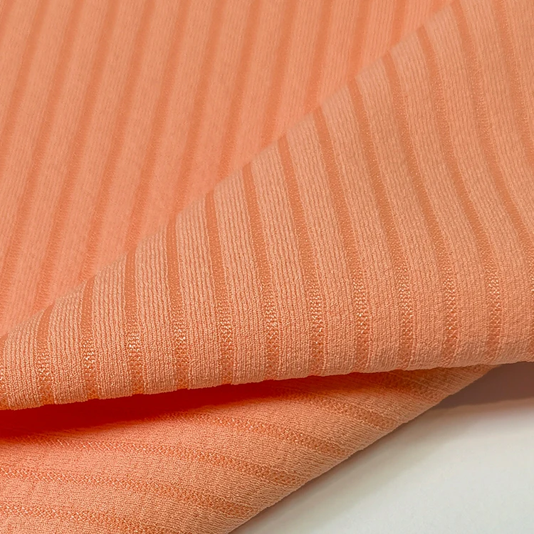 Hot selling 260gsm knit polyester spandex rib stretch crepe fabric for fashion wear