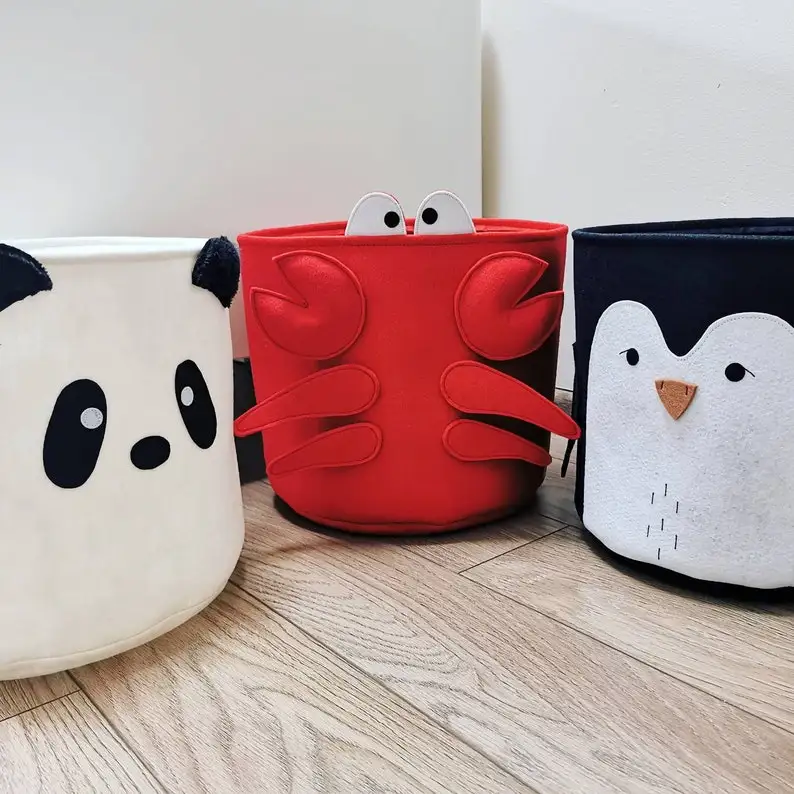 Clothes Storage Box Laundry Basket Kid Toy Storage Baskets Felt Round Storage Basket