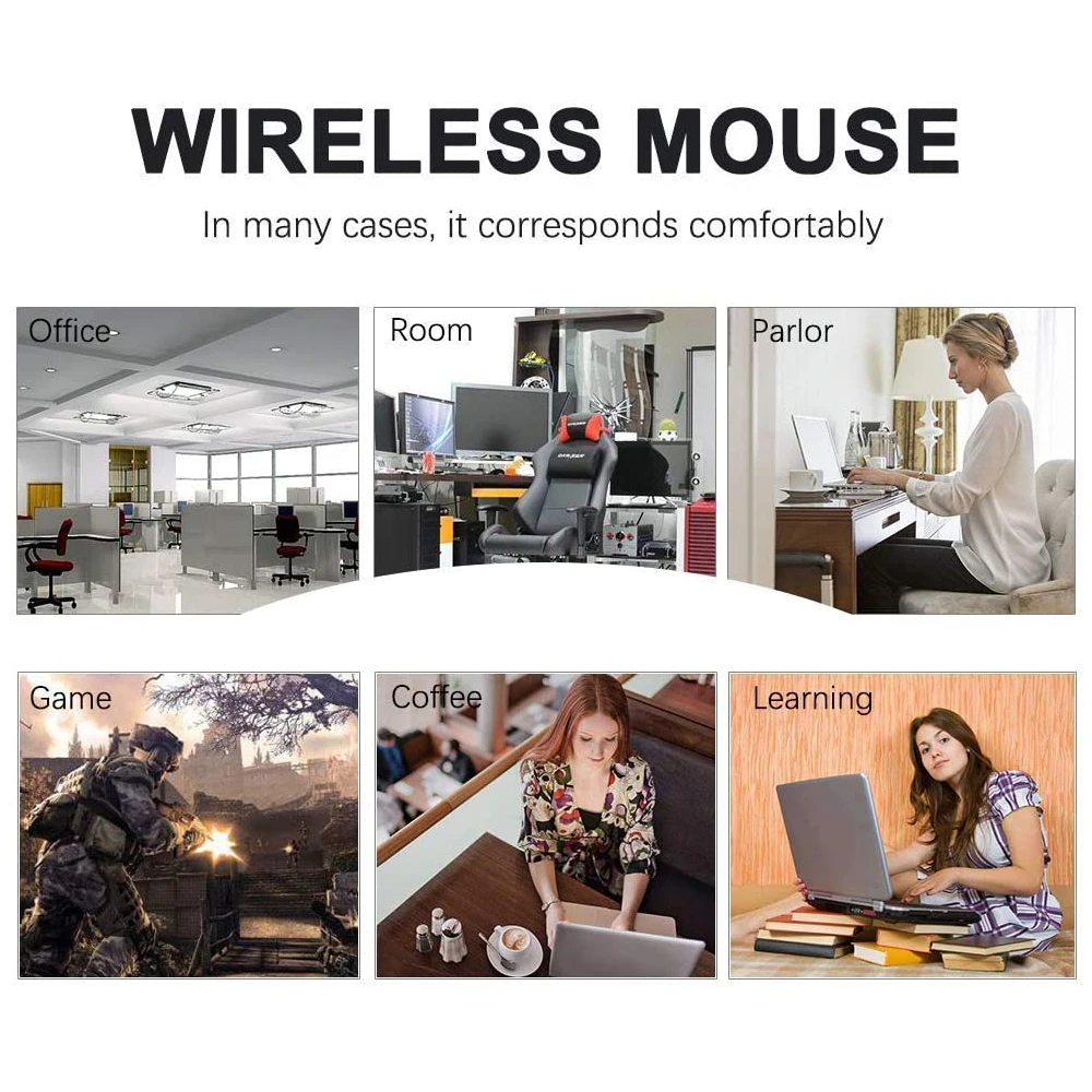2.4GHz Wireless USB Gaming Mouse Wireless Mice for PC Gaming Laptops Computer Mouse Gamer with USB Receiver