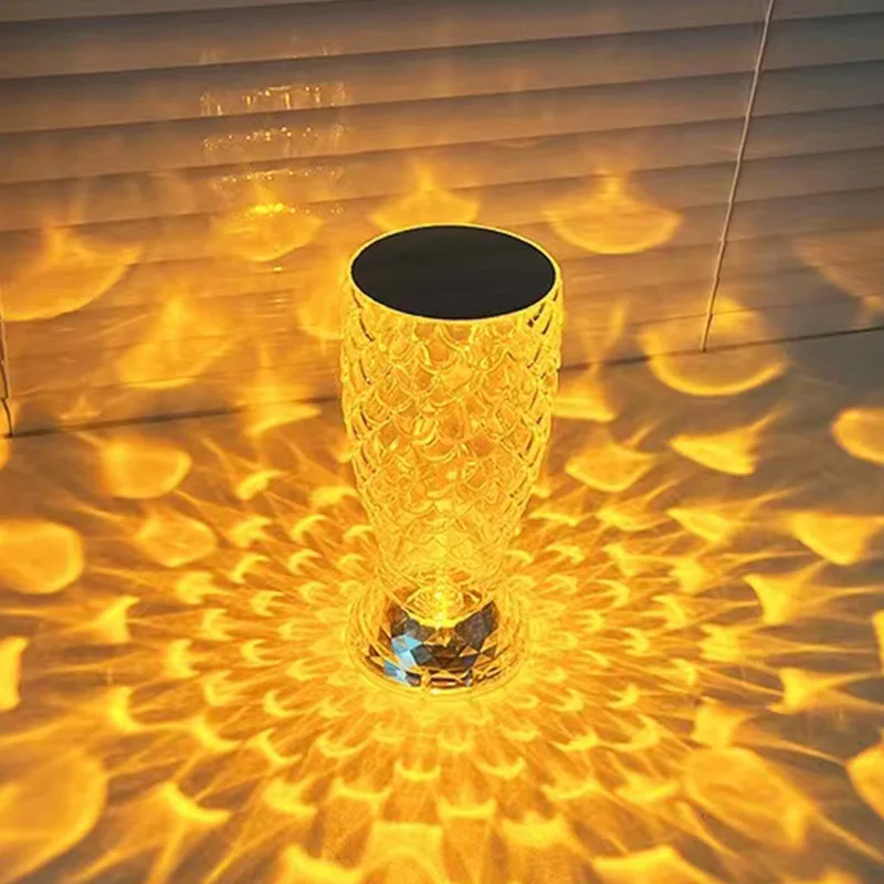 Touch Control Table Light Usb Rechargeable Romantic Rose Rgb Led Atmosphere Small Waist Crystal Table Lamp