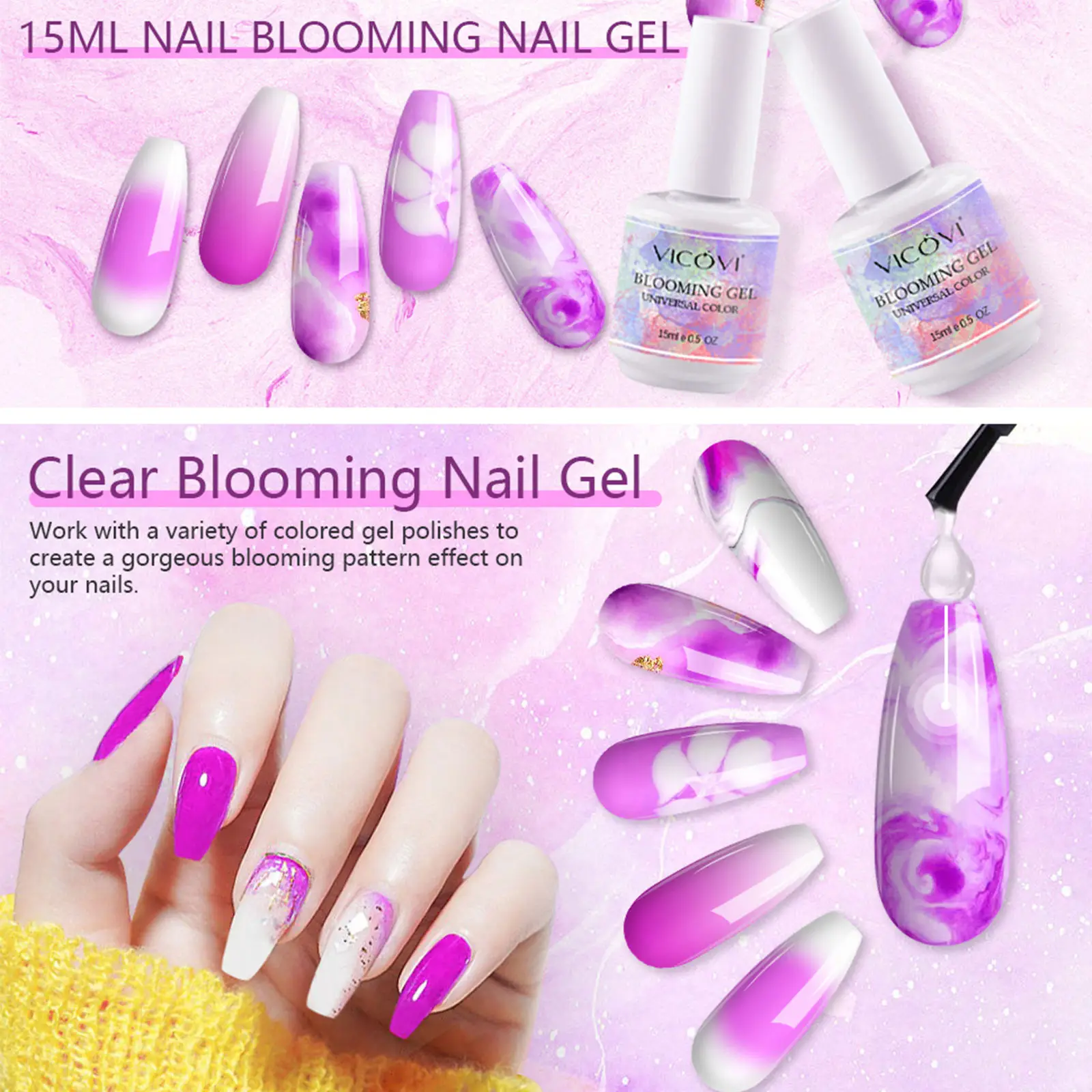 Wholesale 15ml Blooming Gel Color gradient effect UV LED Soak Off Nail Art Polish Gel Paint Nail Designs Uv Gel For Nails Salon