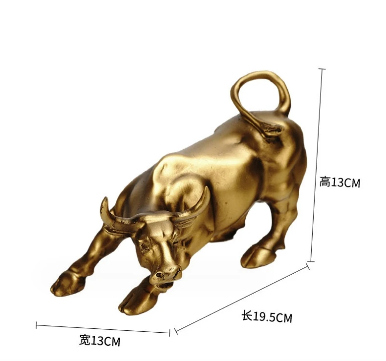 Decorative  craft resin Bull statue Sculpture Animal Sculpture living room decoration home decoration gold color brass bull