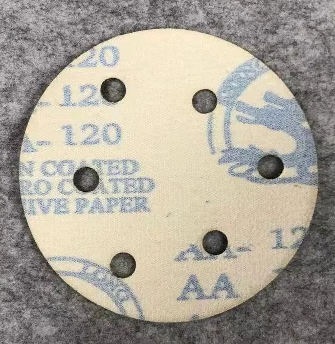 6 Holes Hook and Loop white 6 inch 150mm P40-P600 sanding disc Calcined alumina sanding disc