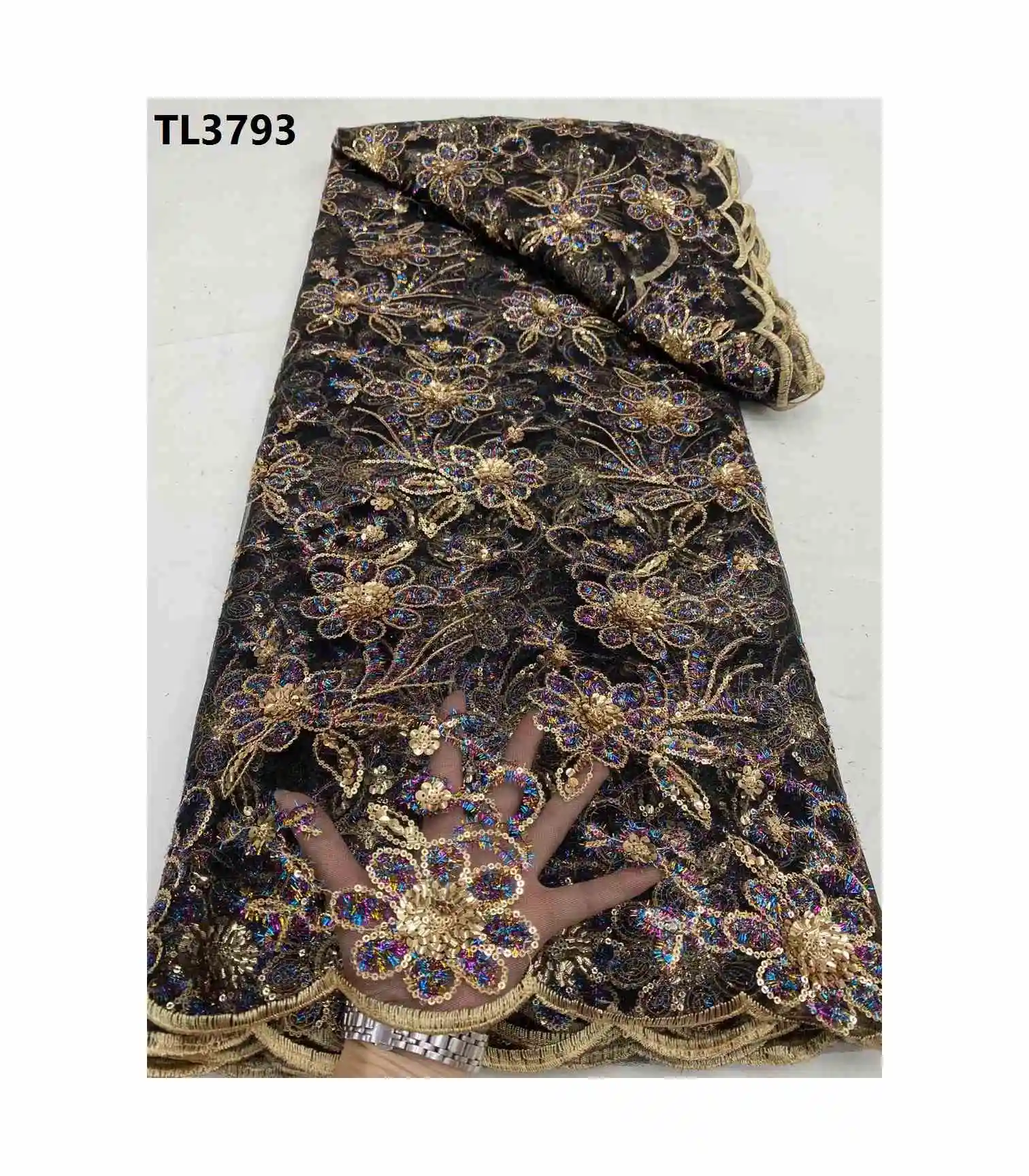 dress making lace fabric  asoebi sequin  Tulle Lace Fabric for weeding