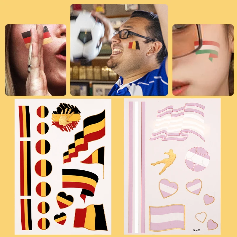 OEM Football Fans Face Tattoo Sticker World Cup National Flag Body Arms Temporary Sticker