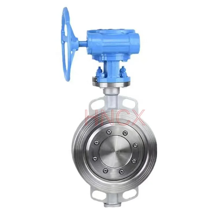DN300 8 inch manual gear drive metal to metal 3 eccentric SS304 stainless steel wafer hard seal butterfly valve