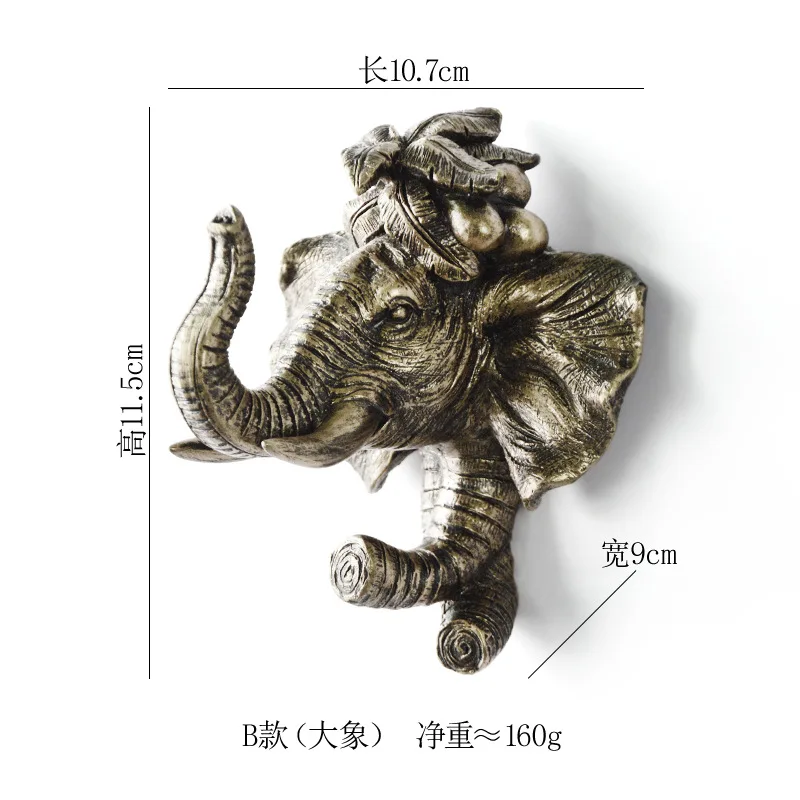 China Factory Customized Good Price Home Decorative Non Fade Resin Ornament Elephant Head Statue Wall Hanger Hanging for Hotel