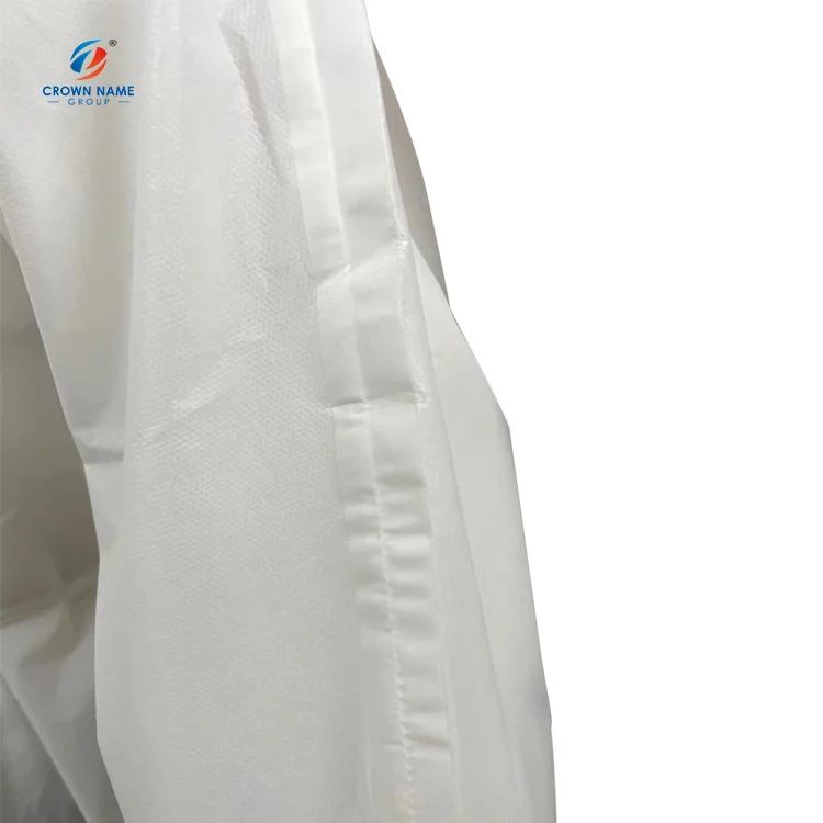 AAMI level 4 PP PE 55g waterproof disposable isolation gown white