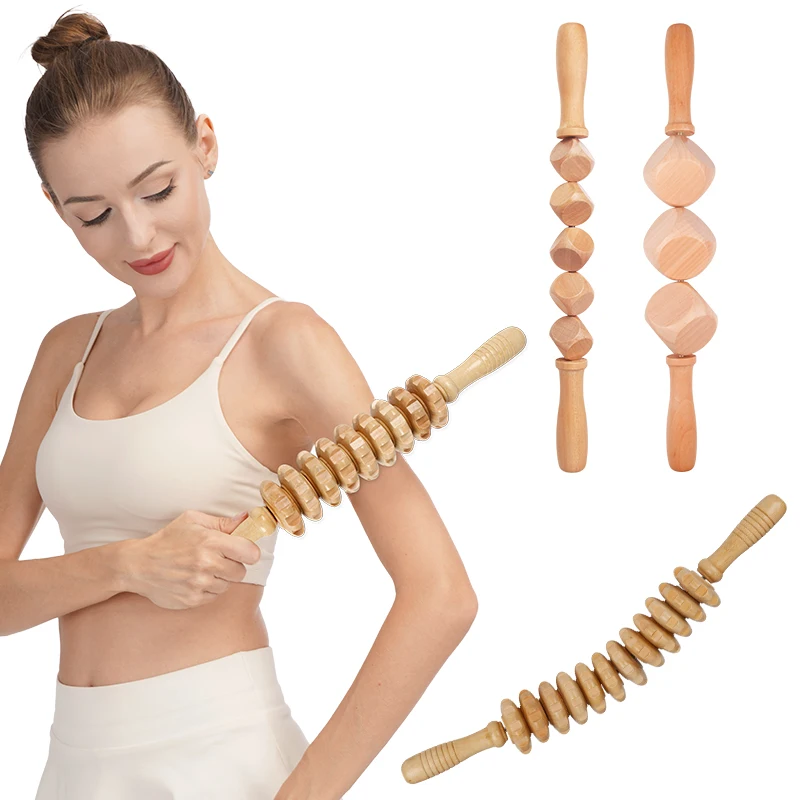 Wood Massage Therapy Tool Kit Lymphatic Drainage Wooden Massage Stick Roller for Body Contouring