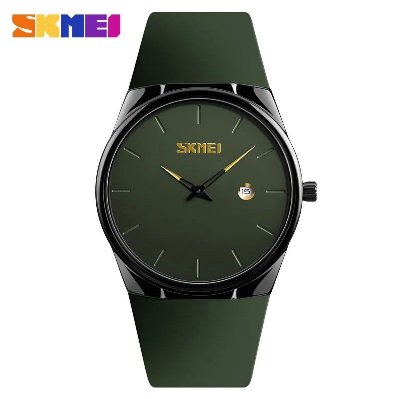 SKMEI 1509 Brand Quart Watch For Men Simple Fashion Style Date Pu Watchband Alloy Case Waterproof Male Wristwatch orologio uomo