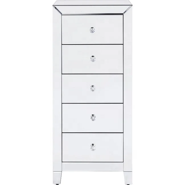 5- Drawer Mirrored Accent Chest Living Room Dresser Mirrored Storage Furniture OEM Manufacture Modern Home Decorative Furniture