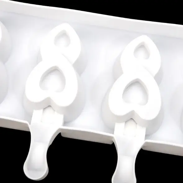T814  DIY 4 cavity large double love heart Popsicle silicone mold chocolate bar mold