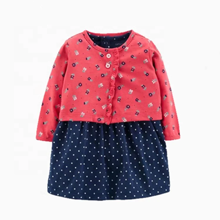 100% cotton infant skirt Long sleeve coat 2 pieces toddler clothing Featured cute baby girls party dresses