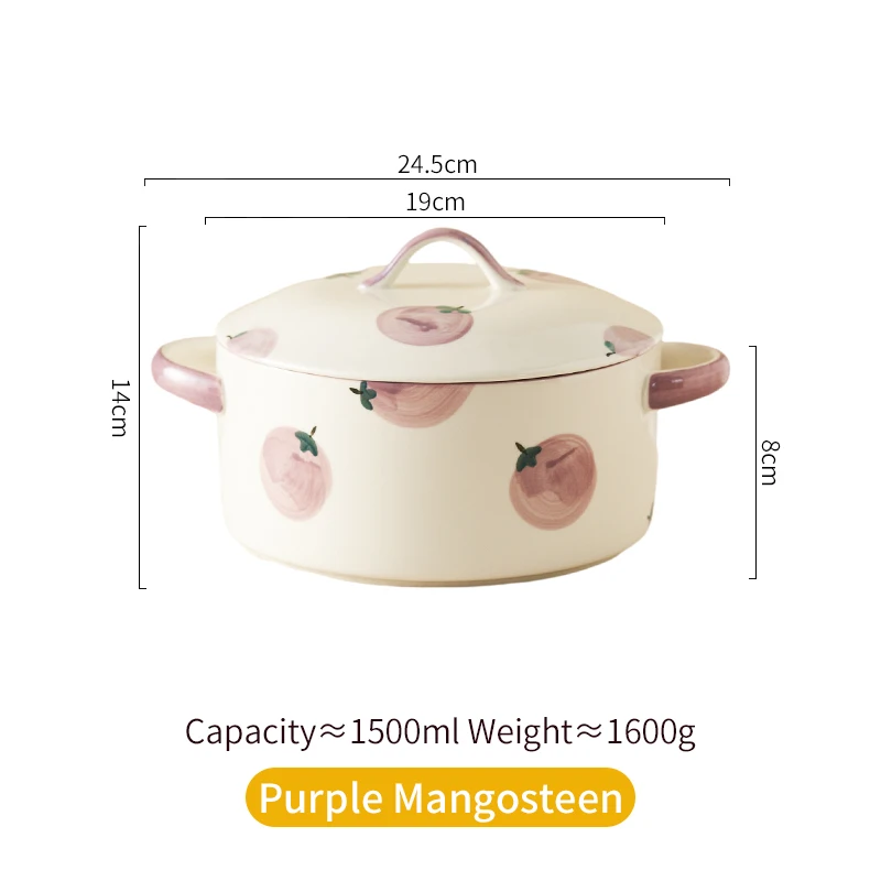 Porcelain Tableware Rice Salad Instant Noodle Binaural Serving Bowl With Lid Ceramic Soup Bowl With Handles 3250
