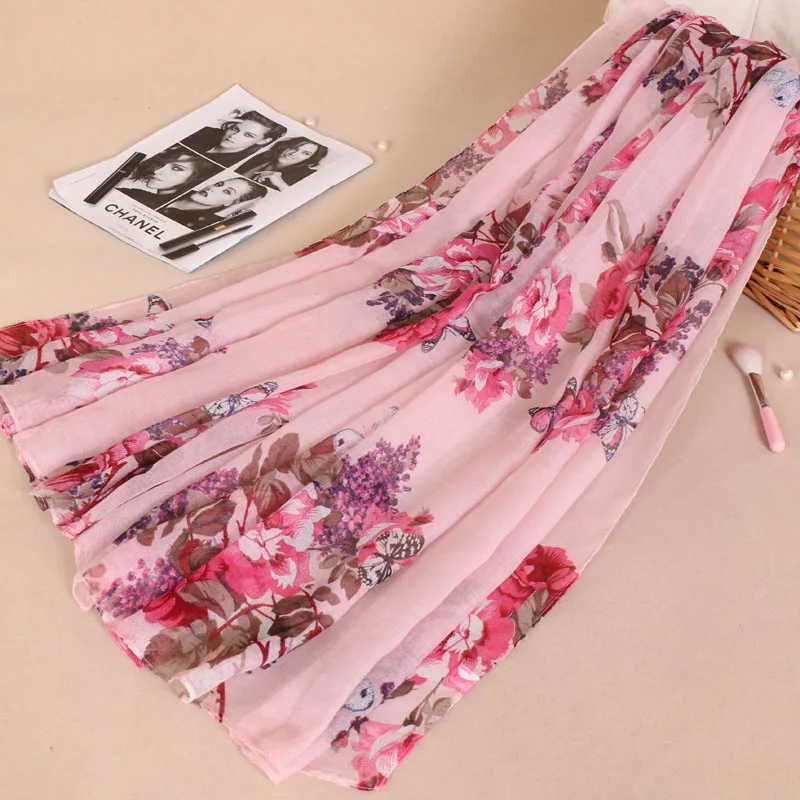Fashion Classic Style Female Headband Scarves Muslim Hijab Plain Viscose Scarf Printed Floral Shawls