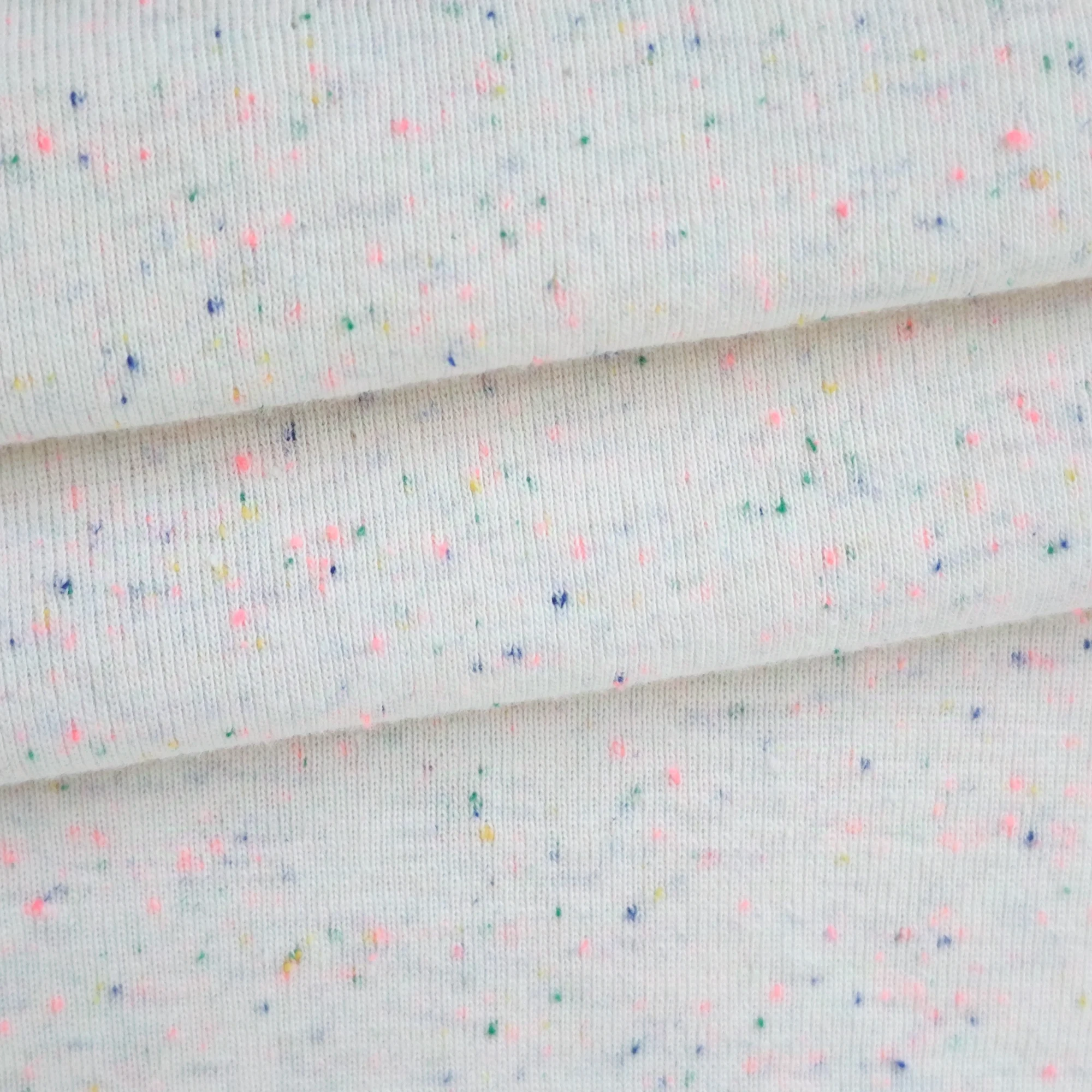 Wholesale Custom Breathable 245gsm Low Stretch 100% Combed Cotton Colorful Fancy Dot 1*1 Rib Fabric For Dress T-shirt
