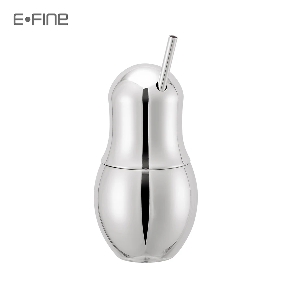 EFINE Copper Mug for Cocktail Bartender Bar Drinkware Stainless Steel Beer Cup Pear Shape with Straw
