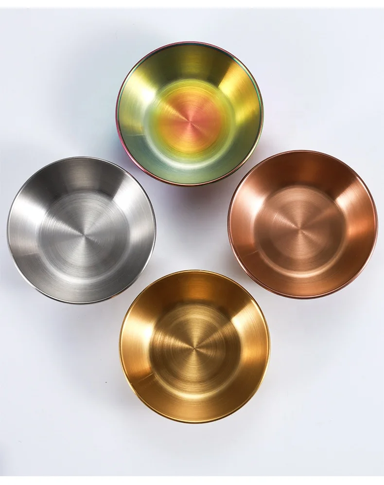 Hot sale Stainless steel round small plate sushi plate home restaurant kitchen dipping sauce plate