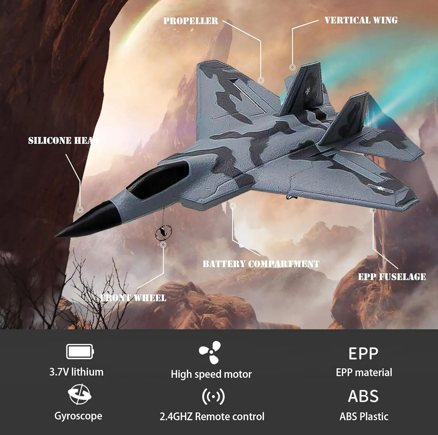 EPT 2.4G 2-Channel Remote Control Small F22 Fighter Rc Jet Plane