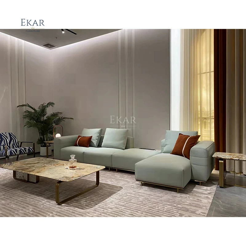 Forged Texture Brass Gold Sofa with Metal Base