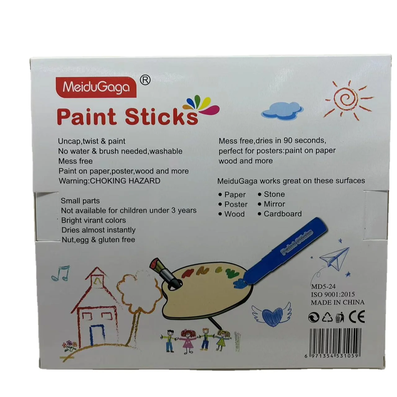 MeiduGaga 24 colors 5g pigment quick drying mess free solid paint sticks solid tempera paint sticks crayon set kit pastel