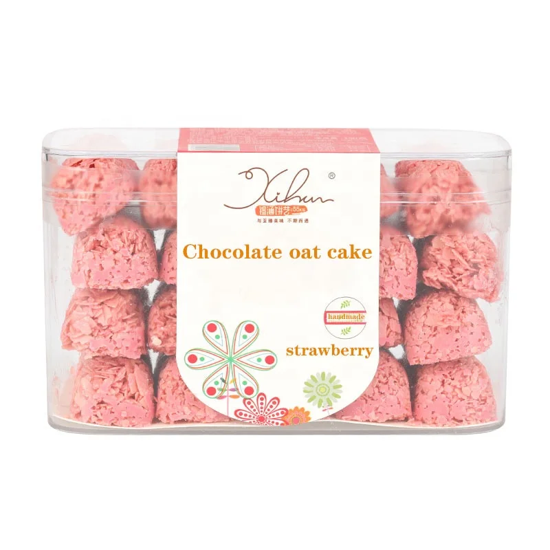 Оптовая продажа хлопьев из овсяной муки 150 г конфеты из овсяного кашпо Ароматизированная клубника конфеты в волокнистых закусках печенье