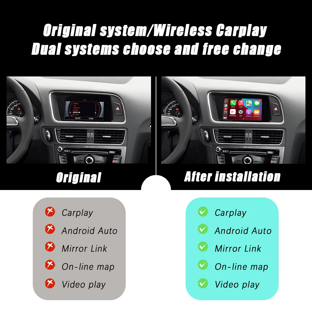 Wireless Carplay Android Auto Interface For Audi A4 Q5 3G With Mirror Link AirPlay Radio Car Play WIth OEM Microphone