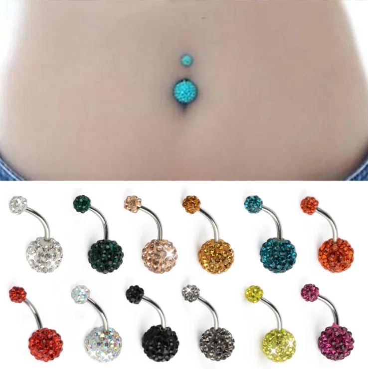 New Multi Gemed Custom Navel Ring Chain belly button ring navel dangle Dangle Surgical Steel Body Piercing Jewelry