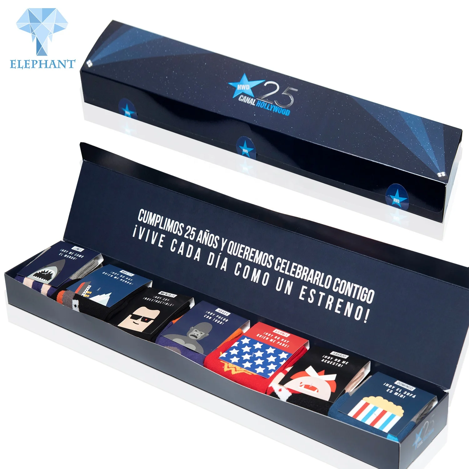 Packaging Gift Custom Christmas Mailer Corrugated Paper Rectangle Socks Box