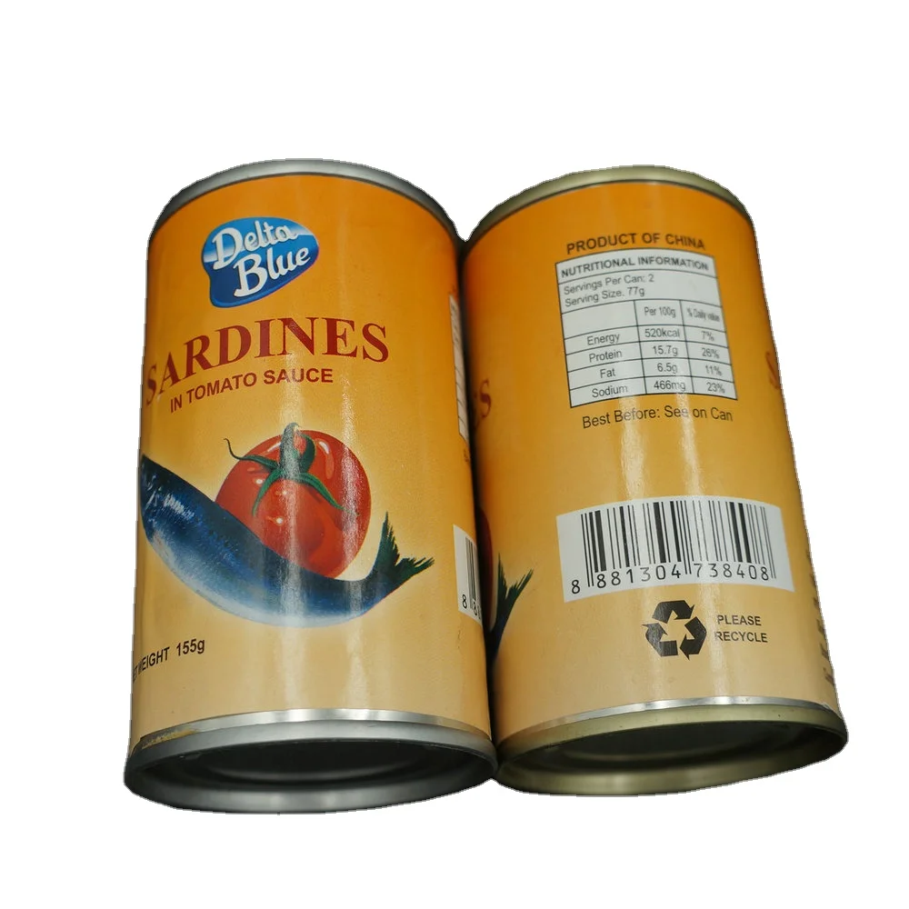 Oval Tin Sardine Fish 155g Canned Sardine in Tomato Sauce Seafood manufacturer with Good Price