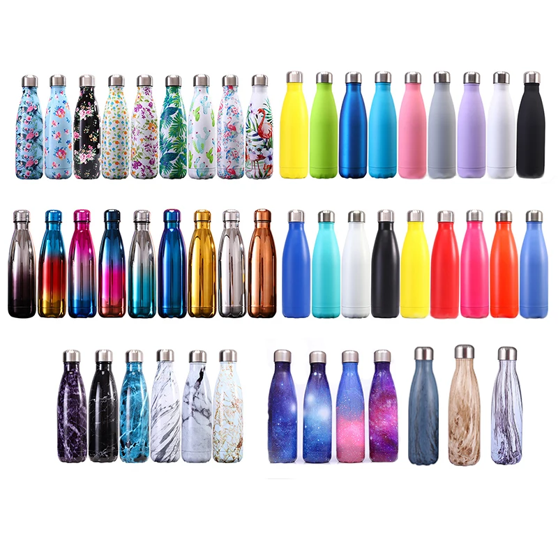 2019 Amazon Hot Sale 17oz Wood Double Wall Vacuum Insulated Coke Cola Shape Water Bottle