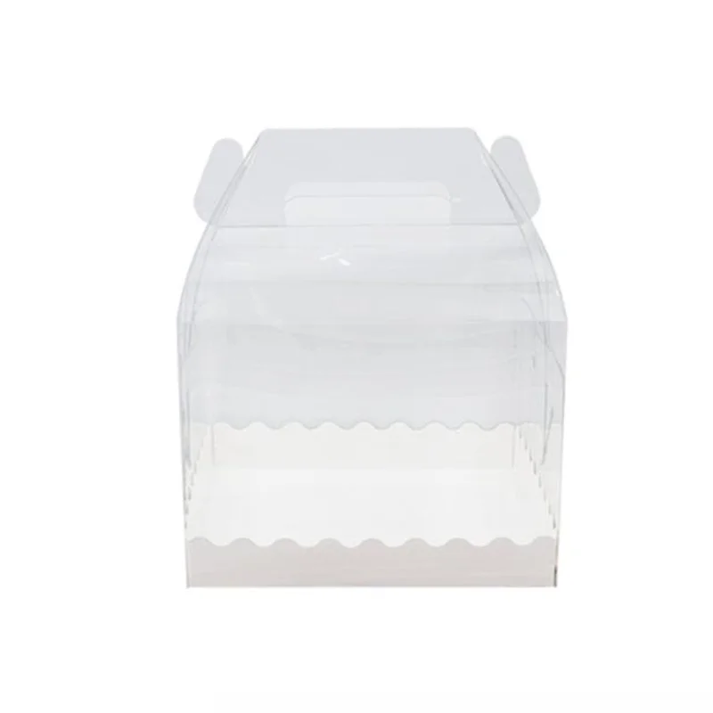 Popular Packaging Boxes Cake Swiss Roll Box With Handle Transparent Small Clear Plastic Food Mini Cupcake Boxes Customize Accept