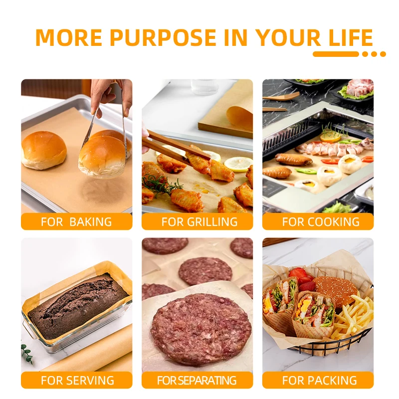 BPA Free Nonstick Unbleached Oven Safe Disposable Parchment Paper Roll Baking Paper Sheets Silicone Coated Paper for Baking