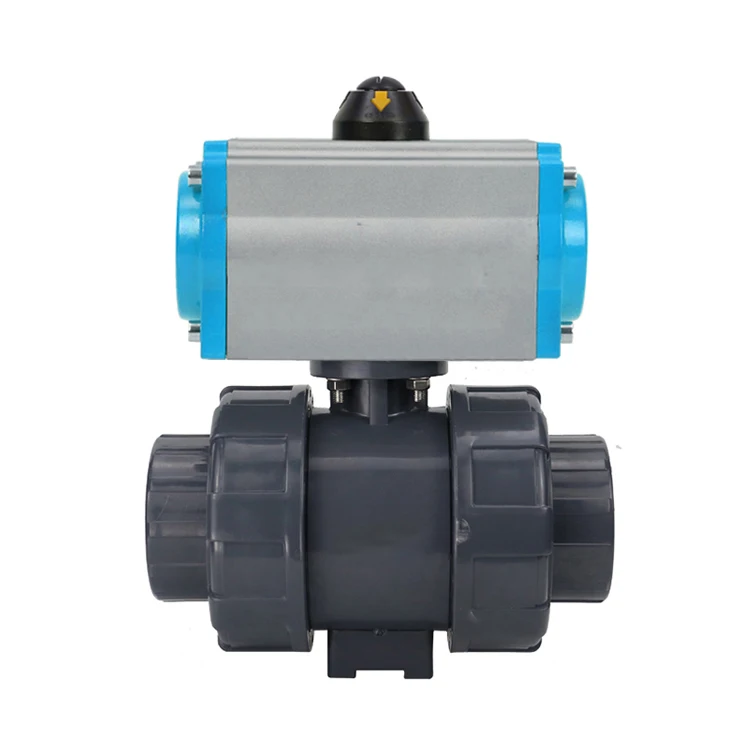 DN50 2 дюймов 2 Way нить, работающего на постоянном токе 12 В в EPDM пневматический привод ПВХ пластиковая контрольная ПВХ шаровой клапан с пневматическим приводом