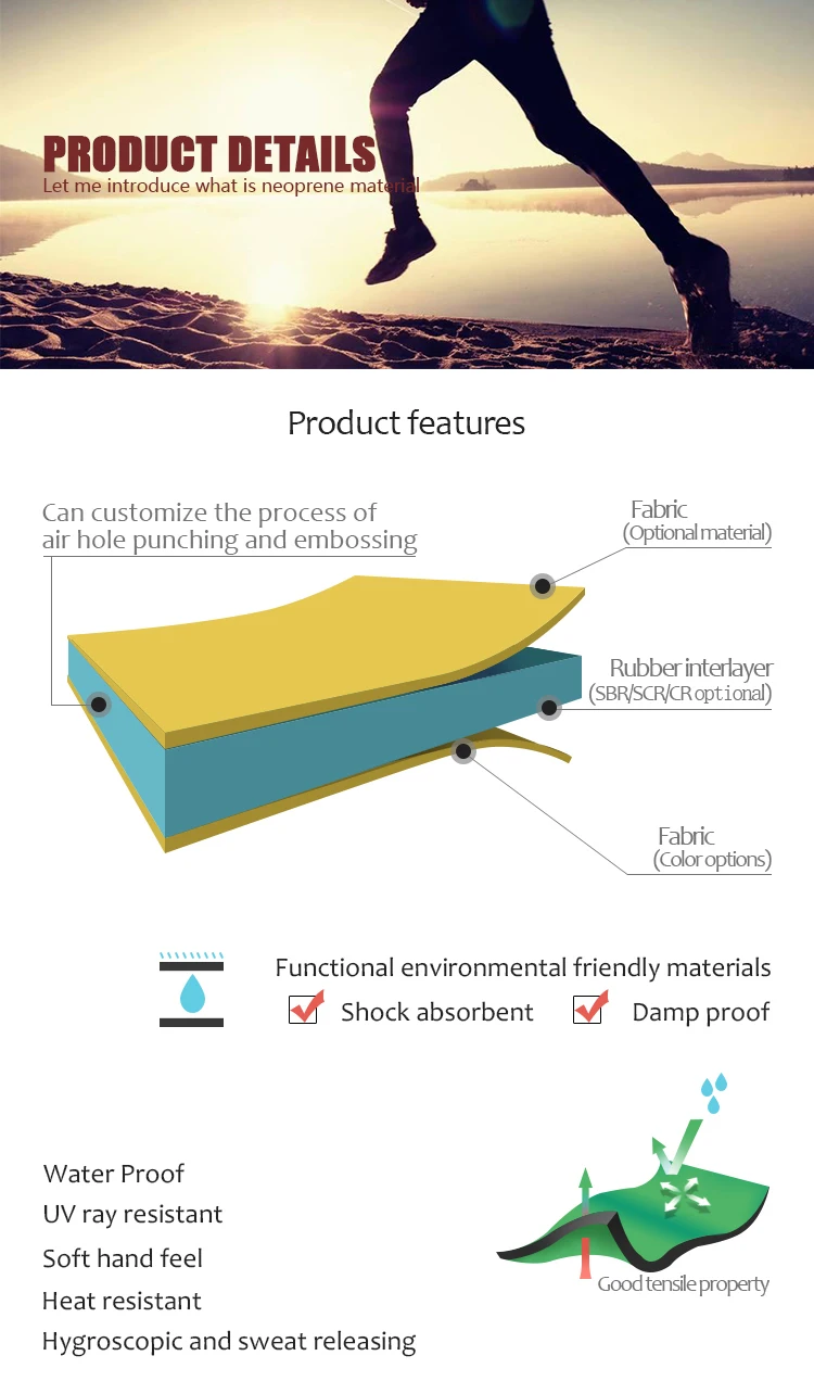 Factory Wholesale Sale High Quality High Elasticity SBR SCR CR Neopreno Sheet Material Neoprene Fabric Neoprene