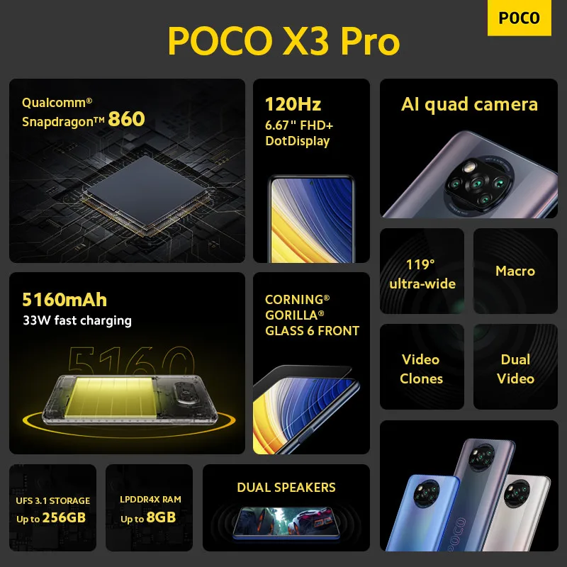 Глобальная версия Xiaomi POCO X3 Pro 6 ГБ ОЗУ 128 NFC