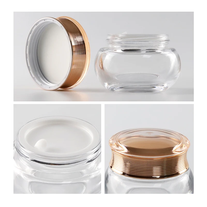 Idealpak Custom High End Gold Luxury Cosmetics Container Glass Bottle Set Glass Bottles Manufacturers with Logo