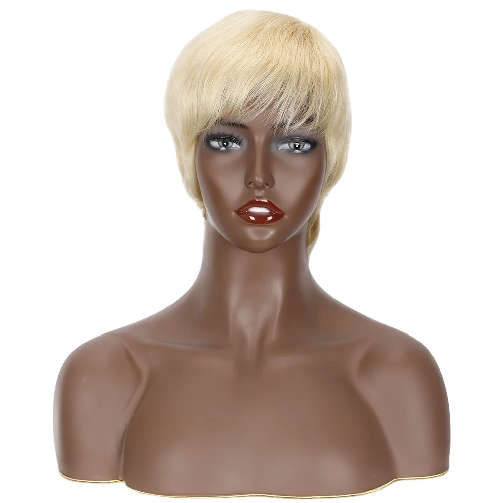 SENSE Short Human Hair Wigs Pixie Cut Wig 8 Inch Wholesale Cheap Remy Brazilian Hair Bob Wigs For Women Blonde 613 Human Hair