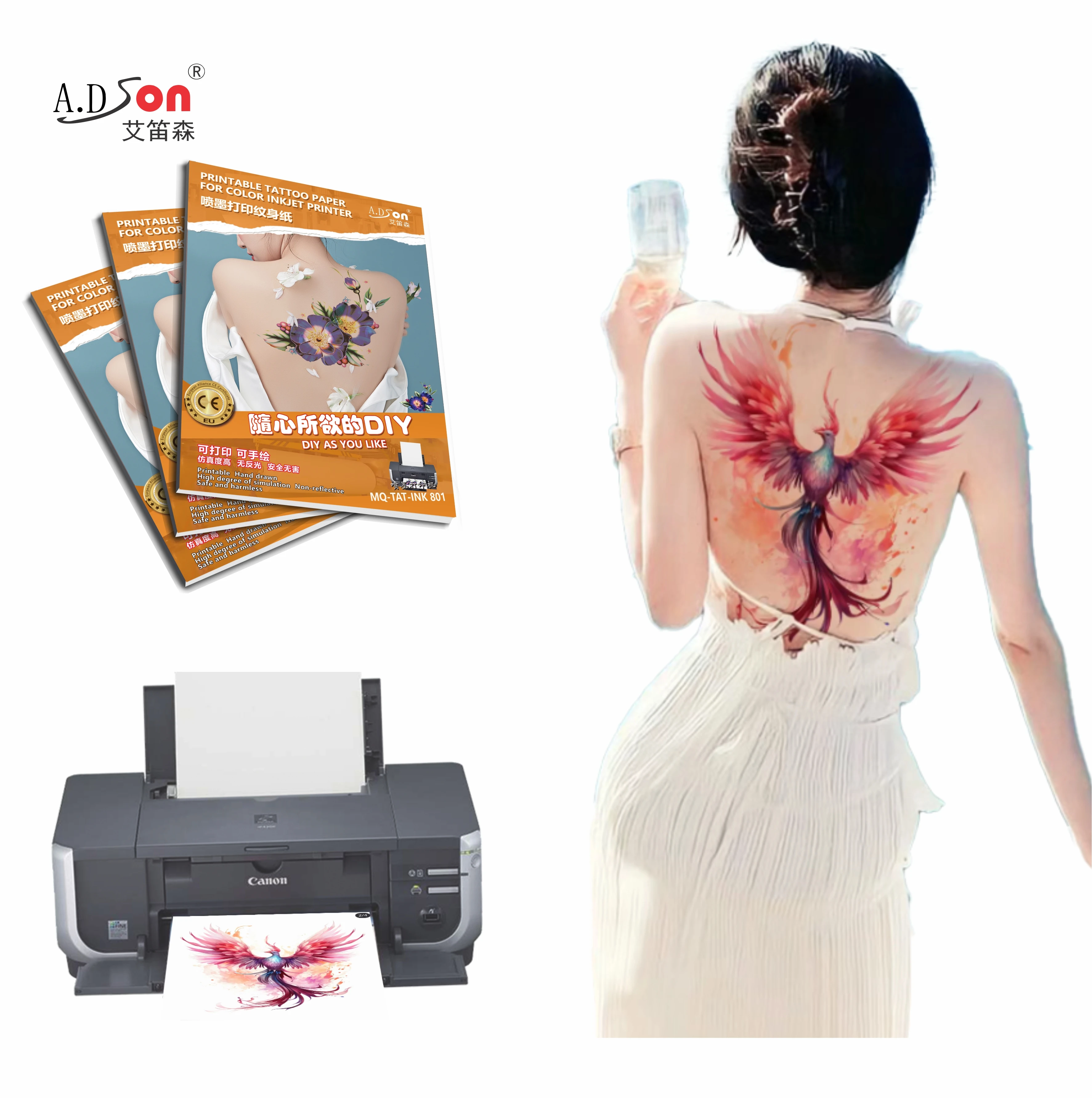 A4 Blank Laser Inkjet Printable Temporary Tattoo Paper Decal Sticker Paper Waterproof DIY Blank Tattoo Paper 10 Sets/opp Bag