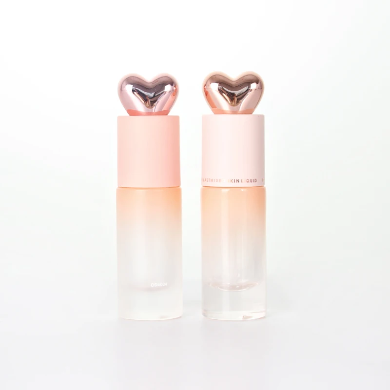 15ml High quality thick bottom cylinder glass bottle with heart decoration pump